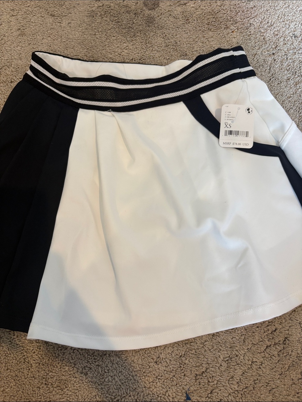 Free People Black and White Pleated Mini Skirt